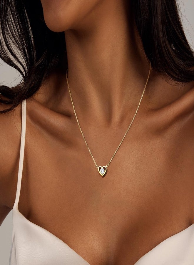 Zeffy Gold CZ Heart Necklace Tiny Cute Diamond Heart Choker Simple Dainty Gold Jewelry for Women Trendy Gifts - Image 3